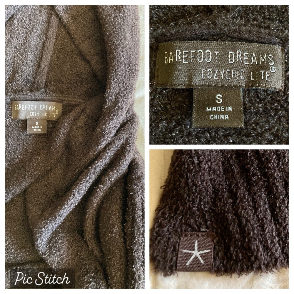 BAREFOOT DREAMS CozyChic Lite QVWCL1324 Hooded Duster Cardigan Brown Sz Sm EUC